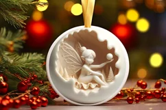 3d Depth Fairy Round Ornament Christmas PNG Product Image 3
