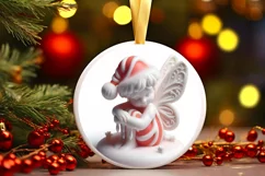 Melting Winter Fairy Round Ornament Sublimation PNG Product Image 3