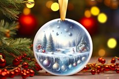 Winter Scene Round Ornament Sublimation PNG Product Image 1
