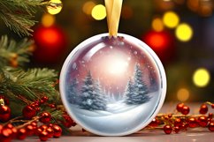 Winter Scene Round Ornament Sublimation PNG Product Image 1