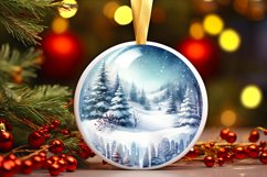 Winter Scene Round Ornament Sublimation PNG Product Image 3