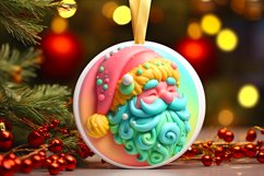 Santa Round Ornament Sublimation PNG Product Image 3