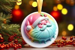 3D Martzipan Santa Round Ornament Sublimation PNG Product Image 3