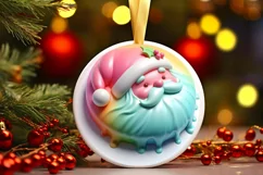 3D Martzipan Santa Round Ornament Sublimation PNG Product Image 3