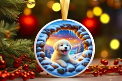 Snow Made Wall Puppy Round Ornament PNG Product Image 3