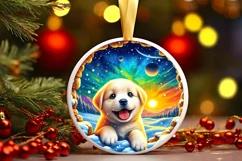 Snow Made Wall Puppy Round Ornament PNG Product Image 2