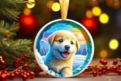 Snow Made Wall Puppy Round Ornament PNG Product Image 2