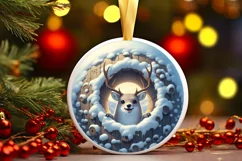 Deer Smiling Round Ornament Sublimation PNG Product Image 2
