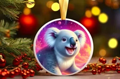 Digital Painting Snow Made Wall Koala Round Ornament Product Image 1