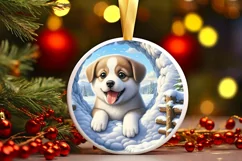 Snow Made Wall Puppy Round Ornament PNG Product Image 2
