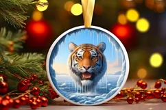 Melting Icy Wall Tiger Round Ornament PNG Product Image 2
