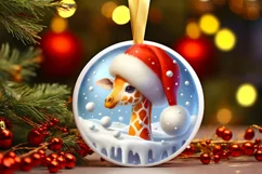 Pastell Watercollor Giraffe Portrait Round Ornament Product Image 2