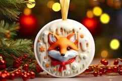 3D Marzipan Christmas Fox Sublimation Clipart PNG Product Image 2