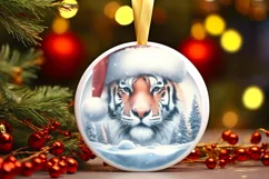 3D Winter Tiger Portrait with Santa Hat PNG Product Image 2