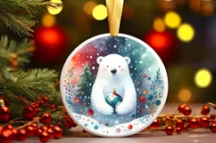 Colorful Polar Bear Winter Scene PNG Product Image 3