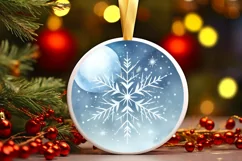 Snowflake Christmas Round Ornament Sublimation PNG Product Image 3