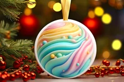 Pastell 3d Round Ornament Christmas PNG Product Image 2