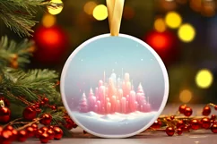 Digital Painting Molten Candy Winter Scene Round Ornament Product Image 1