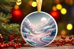 Digital Painting Molten Candy Winter Scene Round Ornament Product Image 1