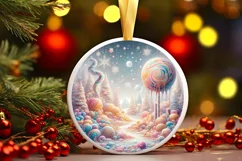 Detailed Digital Painting Molten Candy Winter Scene Round Product Image 3