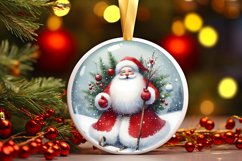 Santa Christmas Round Ornament Sublimation PNG Product Image 3