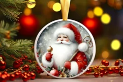 Santa Christmas Round Ornament PNG Product Image 3