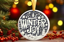 Winter Joy Round Ornament Sublimation PNG Product Image 1