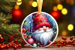 Gnome Christmas Round Ornament Sublimation PNG Product Image 3