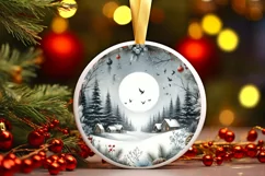 Winter Whispers Round Ornament Sublimation PNG Product Image 3