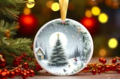 Winter Whispers Round Ornament Sublimation PNG Product Image 3