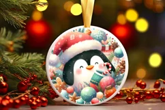Christmas Penguin Round Decor Sublimation Clipart PNG Product Image 2