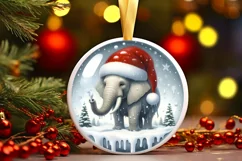 Watercolor Pastell 3d Round Elephant Portrait Christmas PNG Product Image 3