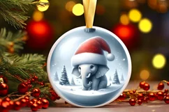 Watercolor Pastell 3d Round Elephant Portrait Christmas PNG Product Image 3