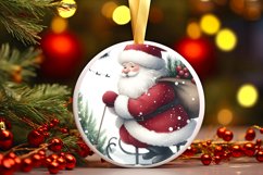 Watercolor Christmas Santa Ornament Sublimation PNG Product Image 1