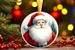 Watercolor Christmas Santa Ornament Sublimation PNG Product Image 3