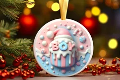 Pastel 3D Martzipan Santa's Boy Ornament Sublimation PNG Product Image 3