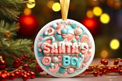 Pastel 3D Martzipan Santa's Boy Ornament Sublimation PNG Product Image 1