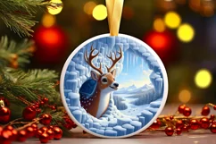 Deer Smiling Round Ornament Sublimation PNG Product Image 2