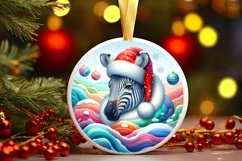 Zebra Portrait Winter Scene Sublimation PNG Product Image 1