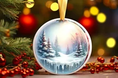 Pastel Winter Scene with Flowers Ornament Product Image 1