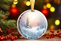 Pastel Winter Scene with Flowers Ornament Product Image 1