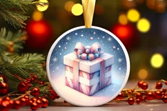 Christmas Gift Round Ornament Sublimation PNG Product Image 3