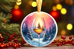 Winter Scene with Champaigne Round Ornament Sublimation PNG Product Image 3