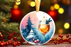 Winter Scene with Champaigne Round Ornament Sublimation PNG Product Image 3