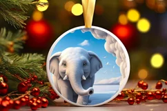 Elephant Smiling Round Ornament Sublimation PNG Product Image 2