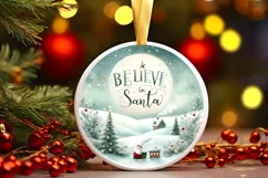 a very simple pastel winter scene believe in santa ornament Product Image 3