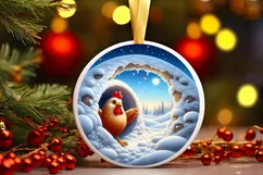 Chicken Smiling Round Ornament Sublimation PNG Product Image 1