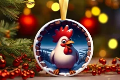Chicken Smiling Round Ornament Sublimation PNG Product Image 1