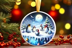 Winter Scene with Penguins Sublimation PNG Product Image 1