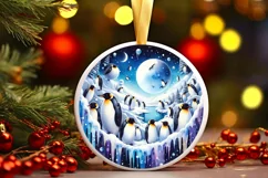Winter Scene with Penguins Sublimation PNG Product Image 1